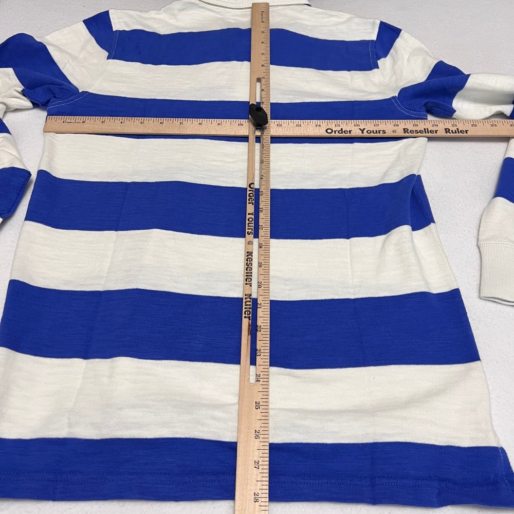 Abercrombie & Fitch Rugby Shirt Men M Blue White Striped Spellout Logo NWT - Picture 4 of 12